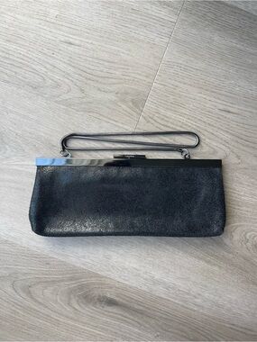 Vintage Calvin Klein Clutch with Metal Chain Strap in Gun Metal Black